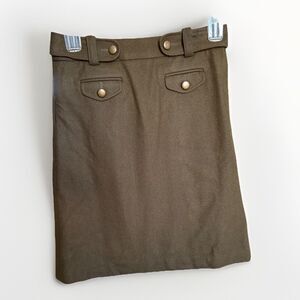 J Crew Army Green Virgin Wool Skirt Women's Size 2